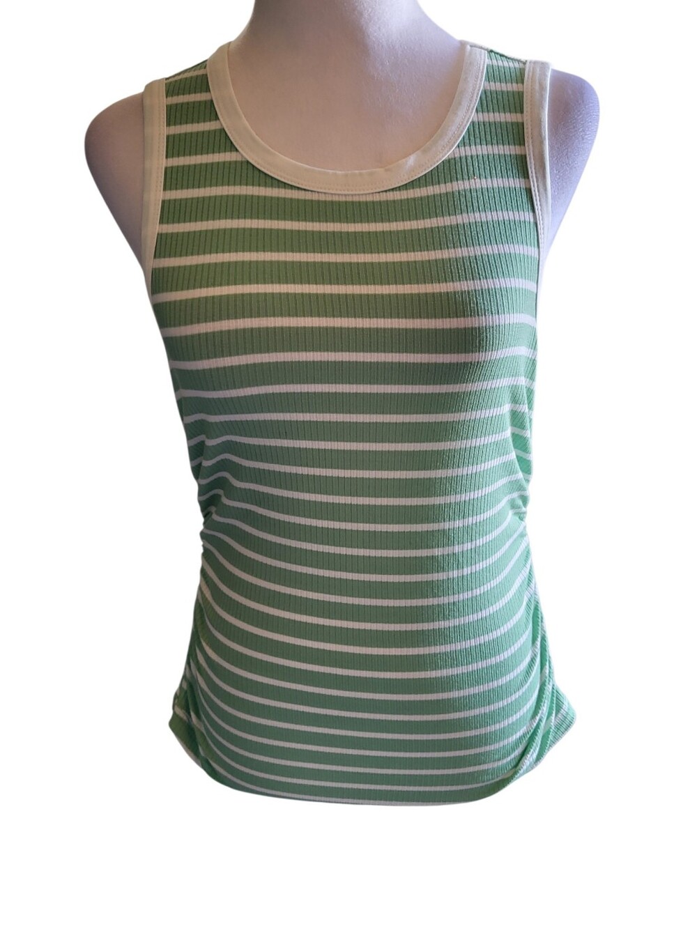 Shein Ribbed Tank Green/White sz S